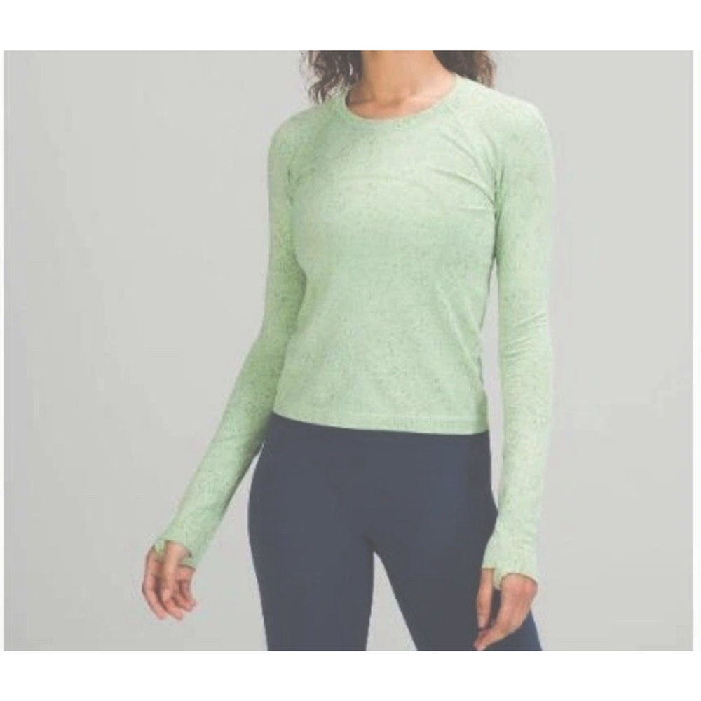 LULULEMON SWIFTLY TECH LONG SLEEVE 2.0 RACE LIGHT GREEN (KOGR/WHT) COLOR SIZE 2